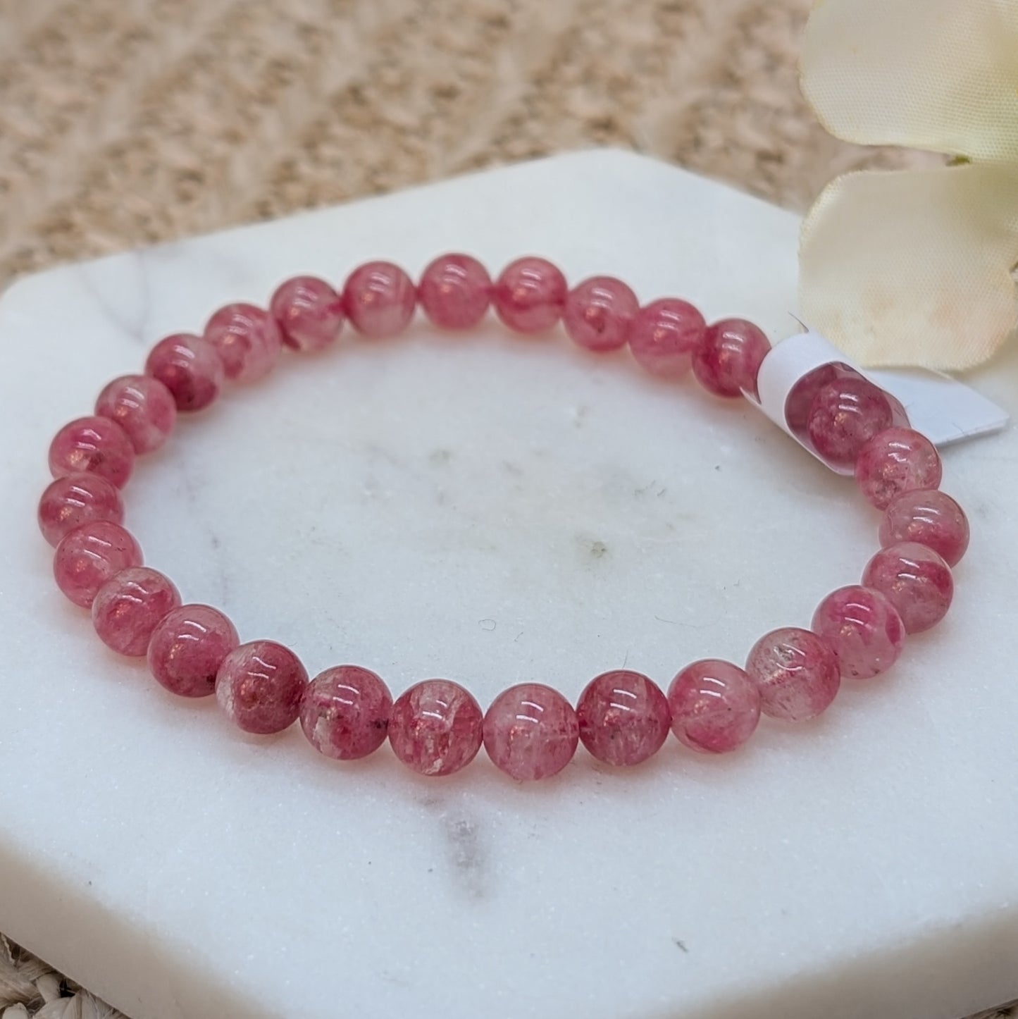 Rhodonit in Quarz Armband 6 mm