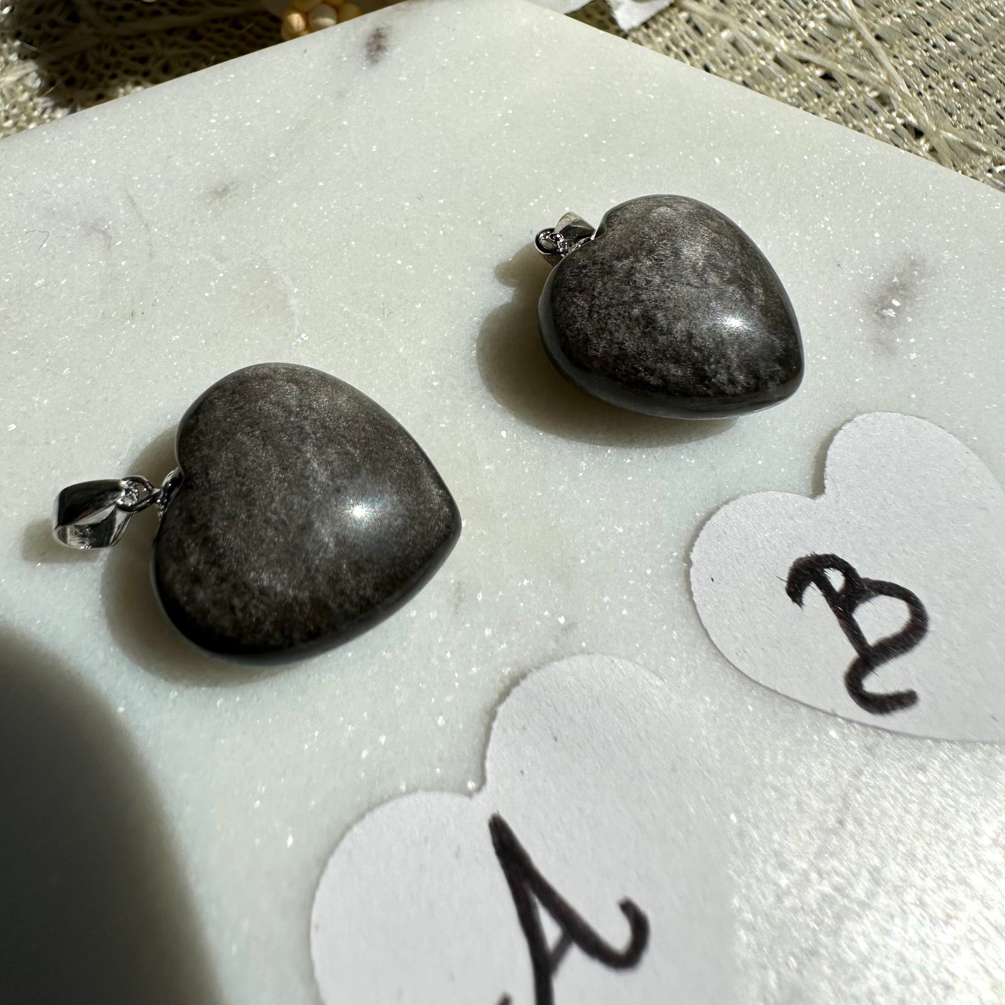 silber obsidian herz Kettenanhänger