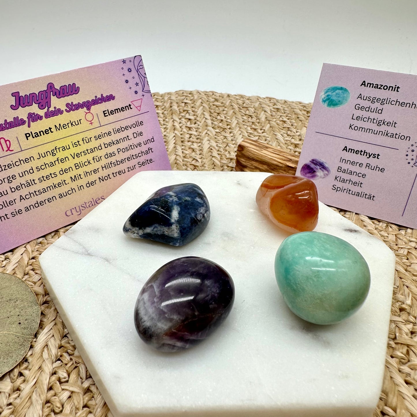 sternzeichenset Jungfrau mit vier Edelsteinen