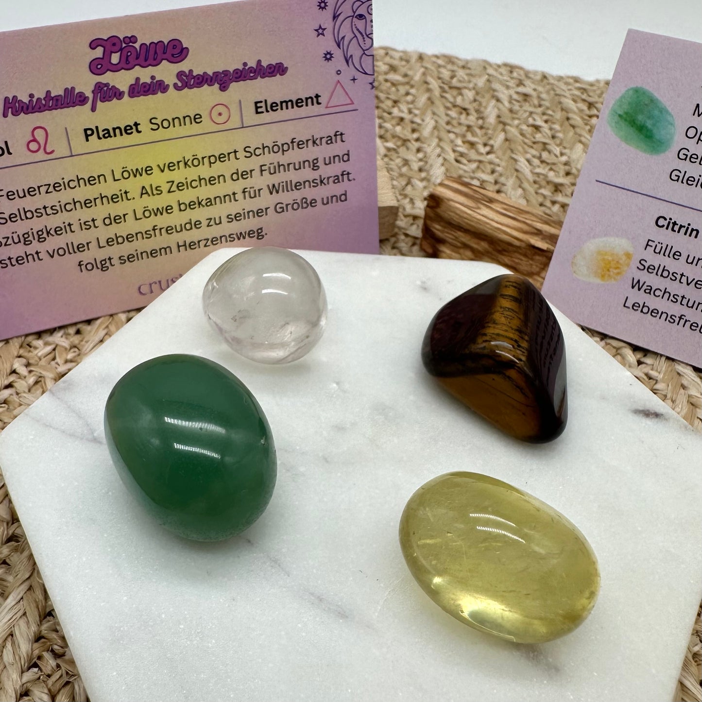 sternzeichenset Löwe mit vier edelsteinen