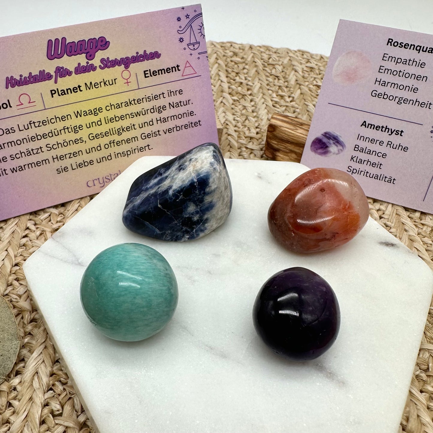 Sternzeichenset Waage mit vier Edelsteinen