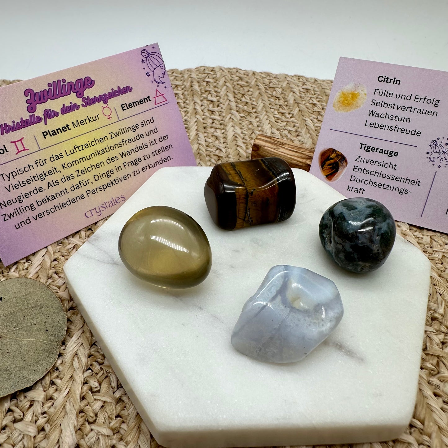 Sternzeichenset Zwillinge mit vier Edelsteinen