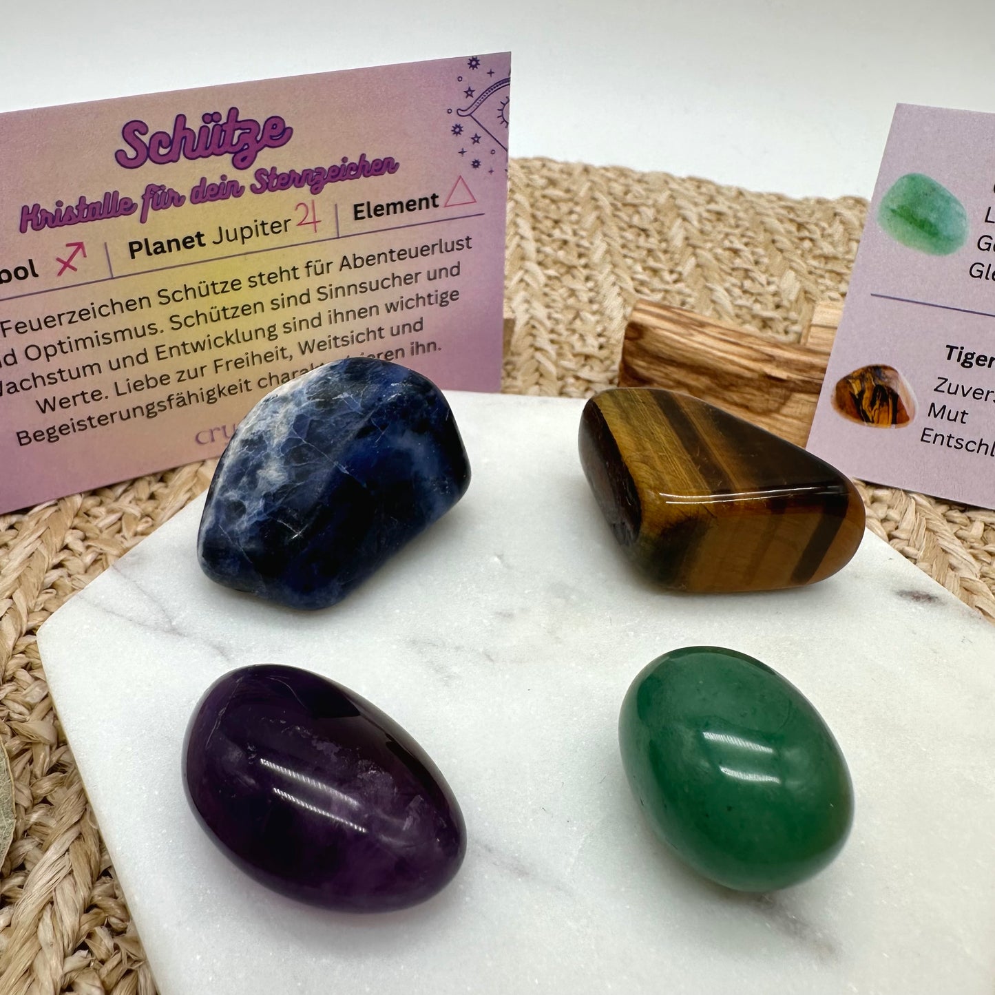 sternzeichenset schütze mit vier Edelsteinen
