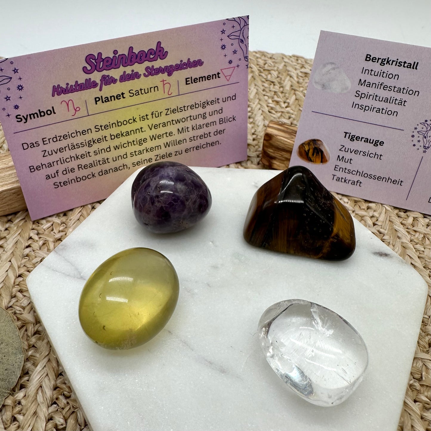 sternzeichenset steinbock mit vier Edelsteinen