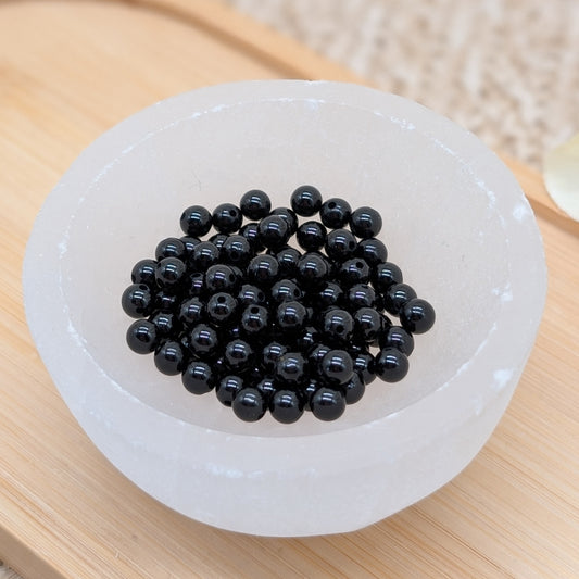 Schwarzer Turmalin Edelsteinperle 4 mm