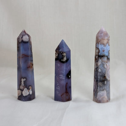 Blauer Blumenachat Turm [C-E]