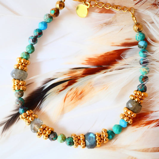 Türkis und Labradorit Armband facettiert