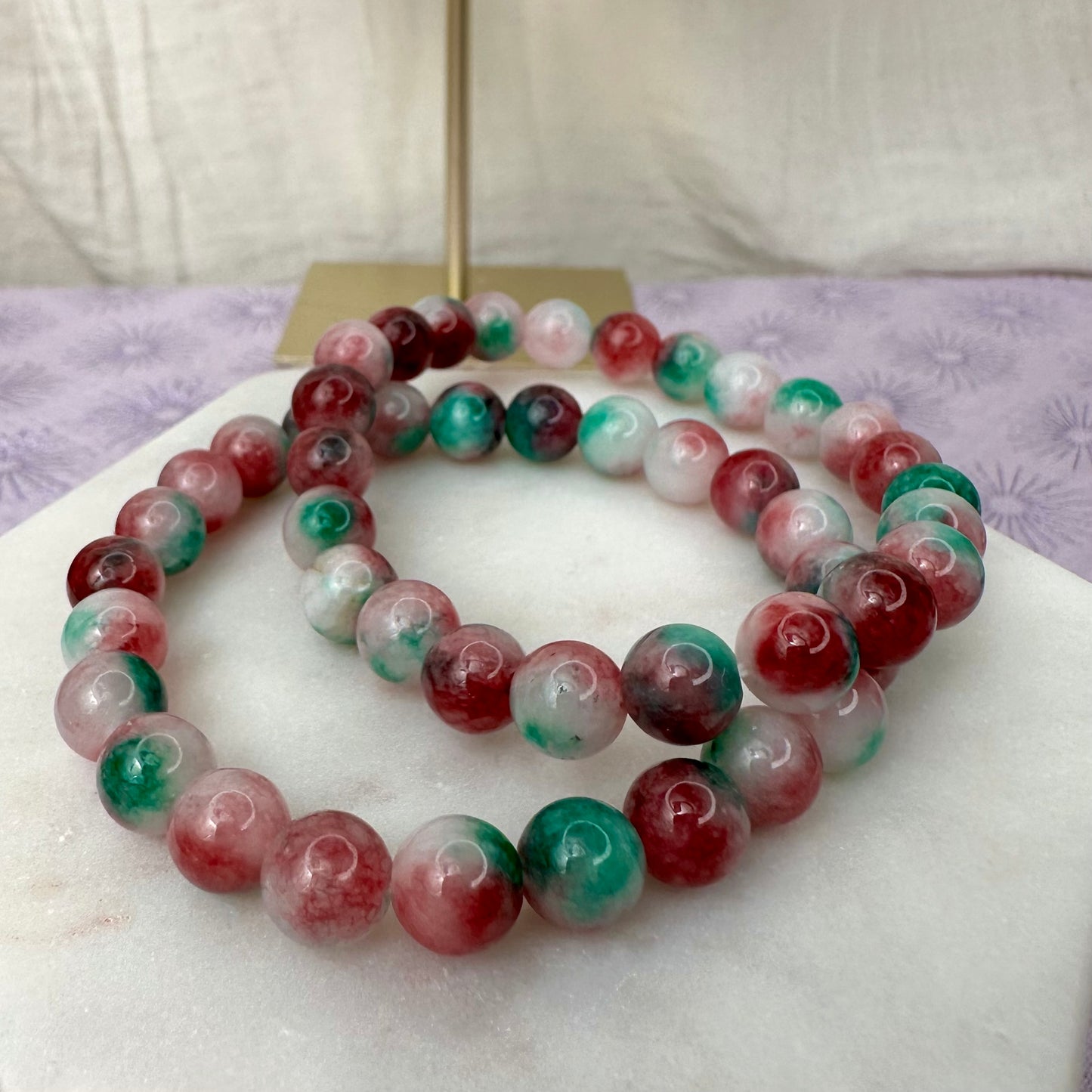 Jade rot grün Armband 8 mm