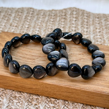 Silber Obsidian Armband Herz