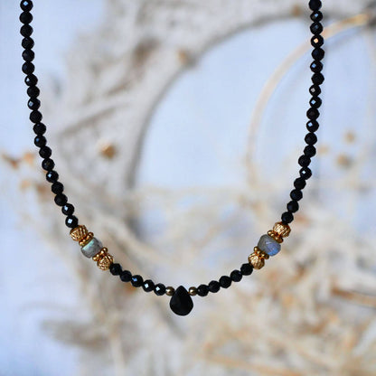 Halskette Spinell Onyx Labradorit