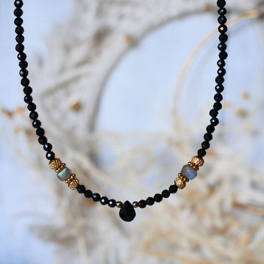 Halskette Spinell Onyx Labradorit