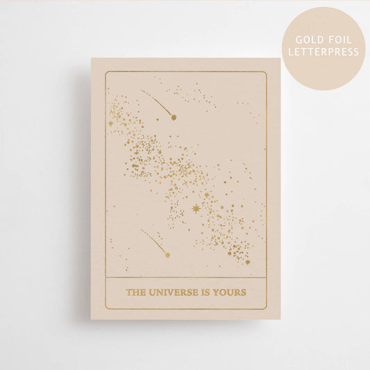Universum - Postkarte mit Goldfolie