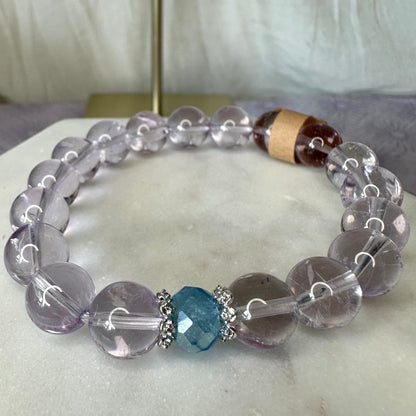 HQ Amethyst Armband mit Aquamarin 10,5 mm