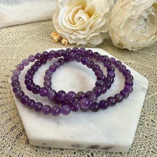 Amethyst Armband 6 mm Kristall Perlenarmband