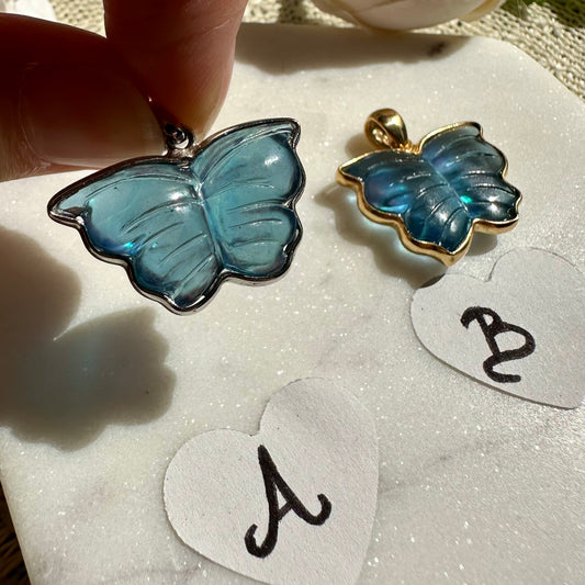 Aquamarin Schmetterling Anhänger silber