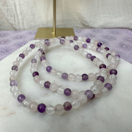 Bergkristall Amethyst Rosenquarz Armband 4 mm