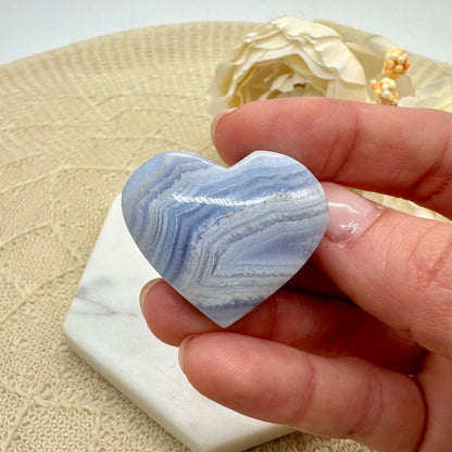 Blue Lace Achat Herz Edelstein Herz