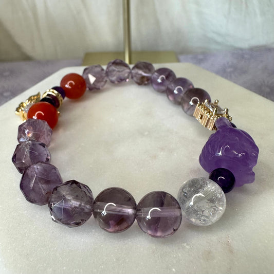 HQ Amethyst Armband mit Charms und Fuchs