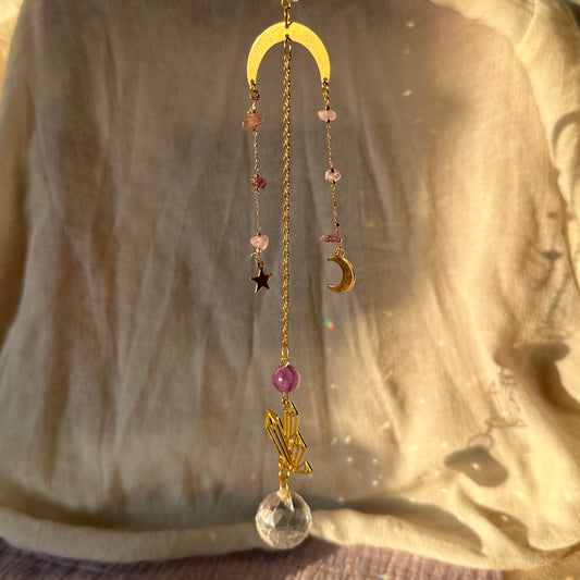 Suncatcher mit Amethyst und Kristall Charm