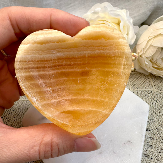 Orangencalcit Schale Herzschale klein