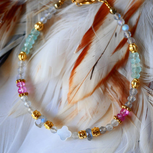 Labradorit, rosa Topas Armband facettiert