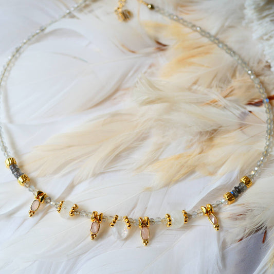 Labradorit & Mondstein Halskette