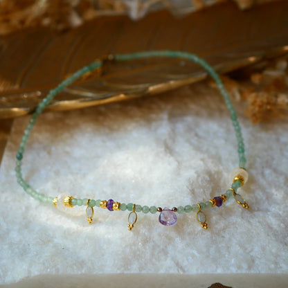 Grüner Aventurin / Amethyst Halskette