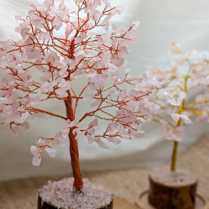 Edelsteinbaum Rosenquarz in zwei Größen