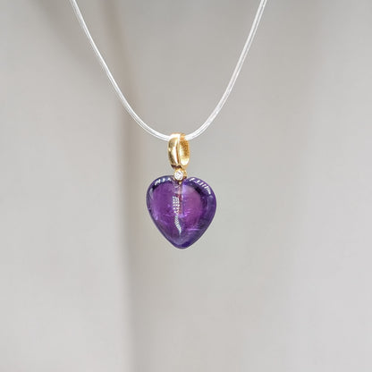 Amethyst HQ Herz Kettenanhänger, vergoldet [AZ]