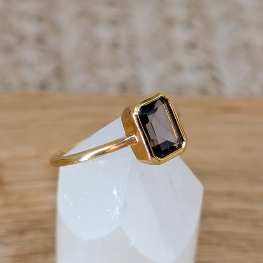 Rauchquarz Ring, 925 Silber vergoldet
