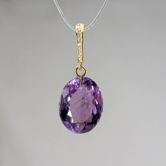 Phantom Amethyst Kettenanhänger facettiert, vergoldet [J]