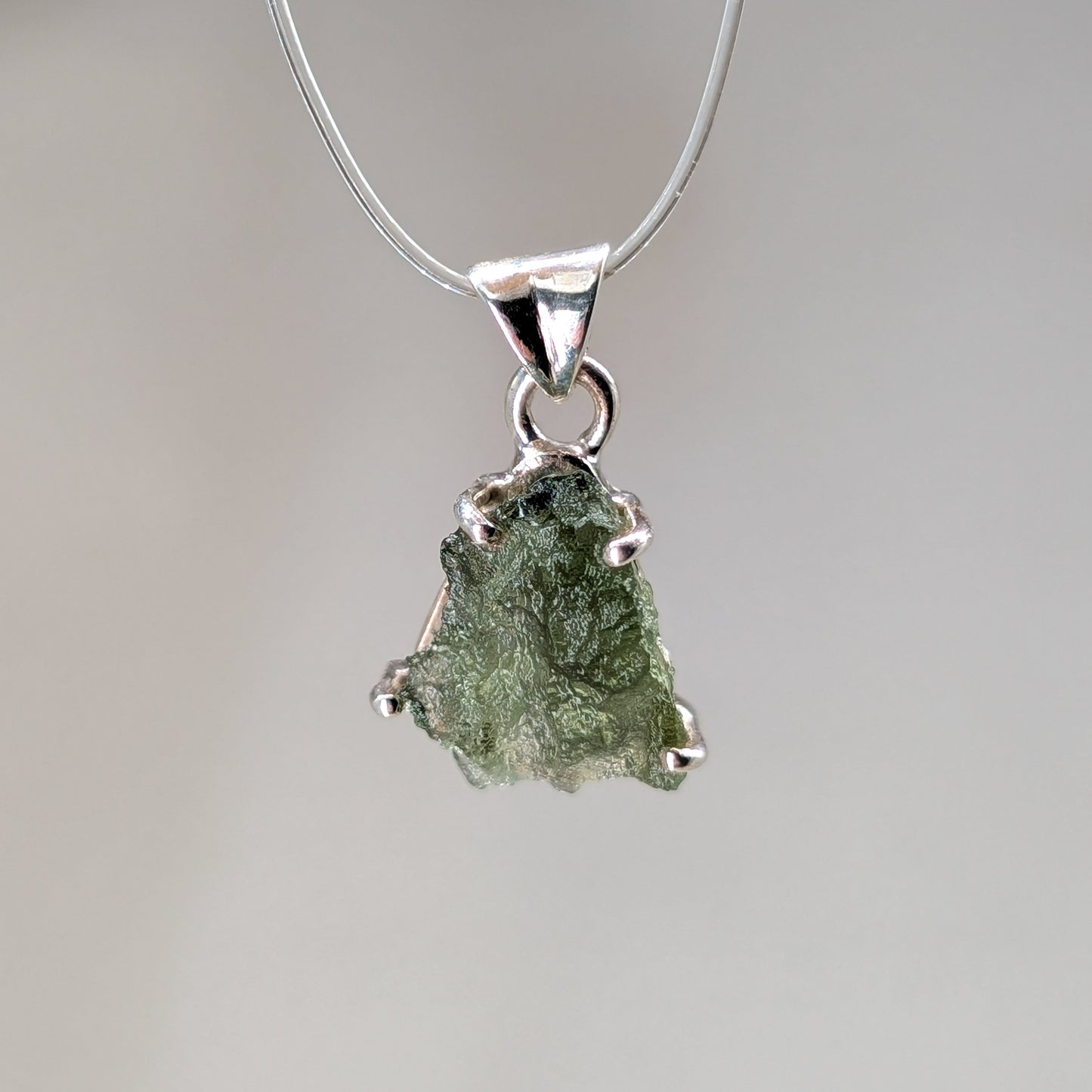 Moldavit Kettenanhänger, 925er Silber [B]