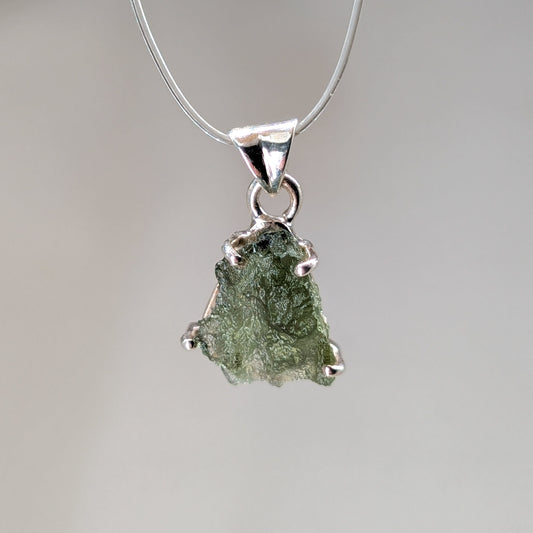 Moldavit Kettenanhänger, 925er Silber [B]