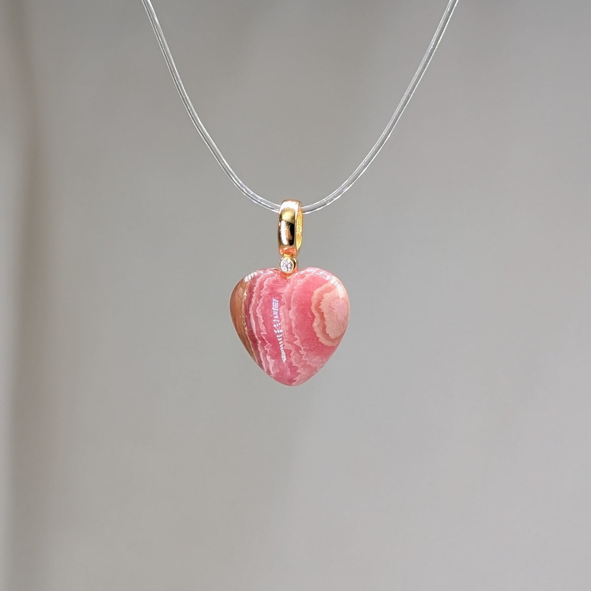 Rhodochrosit Herz Kettenanhänger, vergoldet [B]