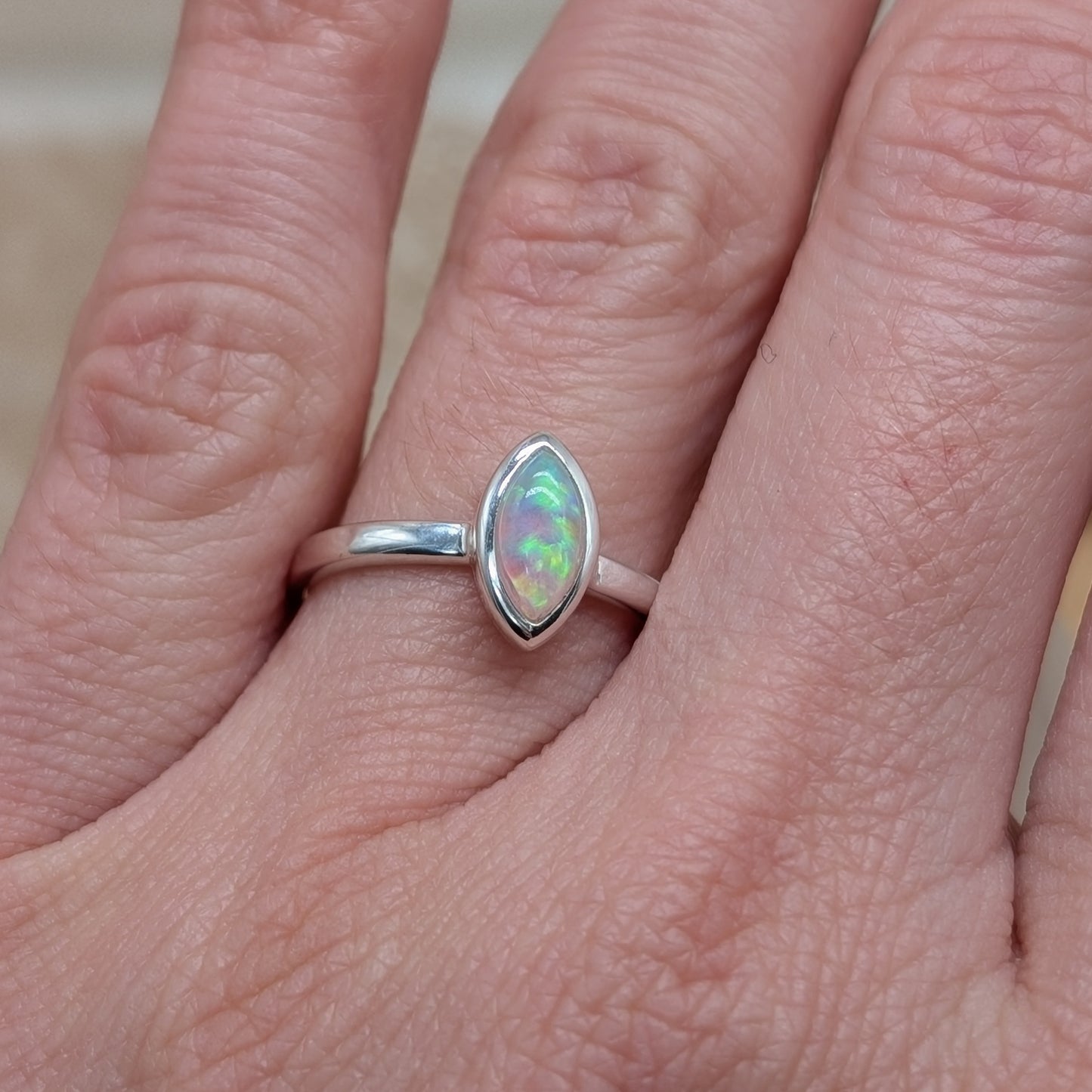 Opal Ring 925er Silber (Größe 54) [D]
