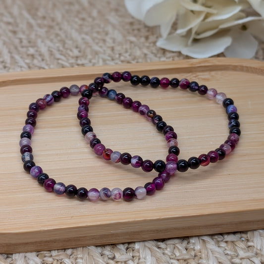 Lila Achat Armband 4mm