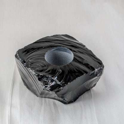 Obsidian Rohstein Teelichthalter [B]