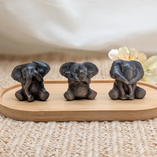 Silber Obsidian Elefant