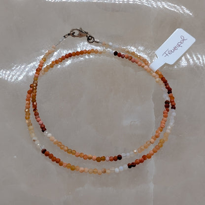 Feueropal Halskette facettiert, 925er Silber