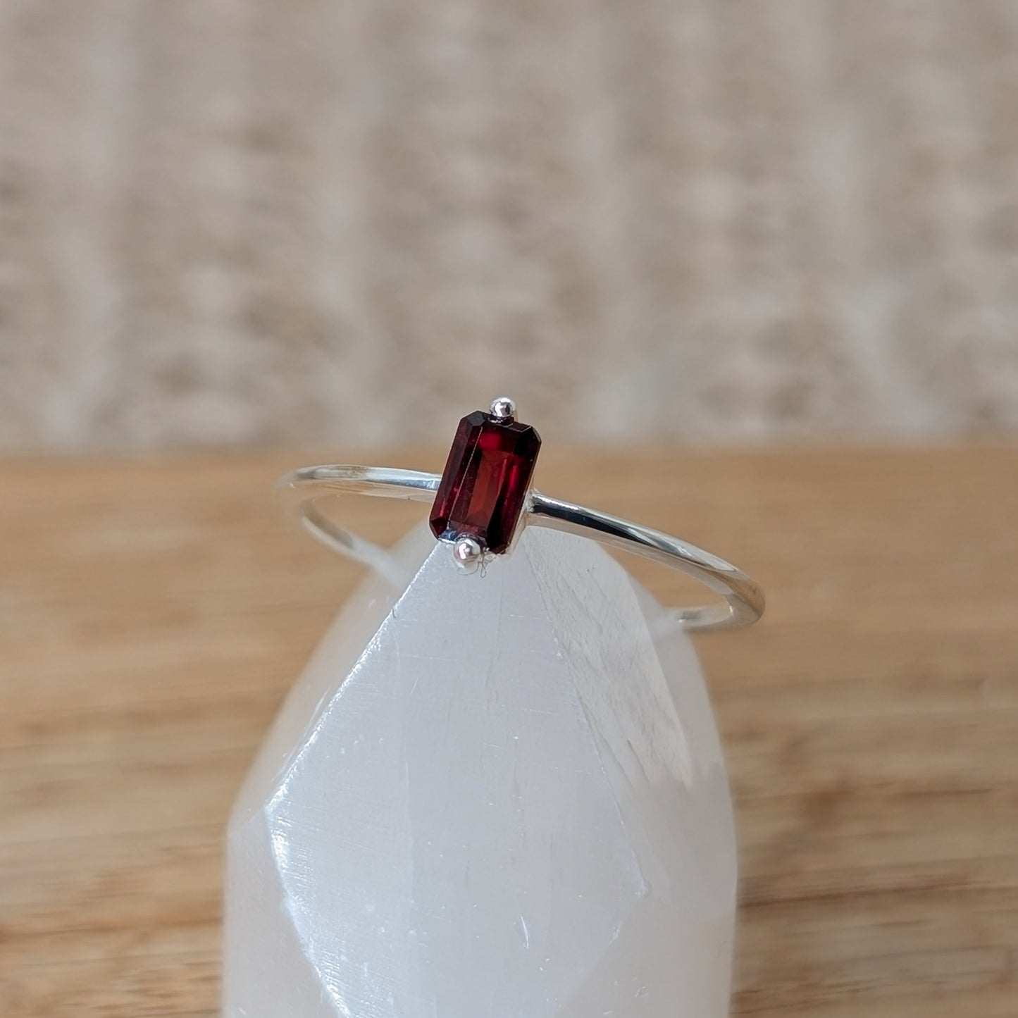 Granat Baguette Ring 925er Silber