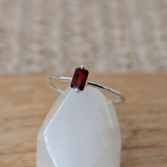 Granat Baguette Ring 925er Silber