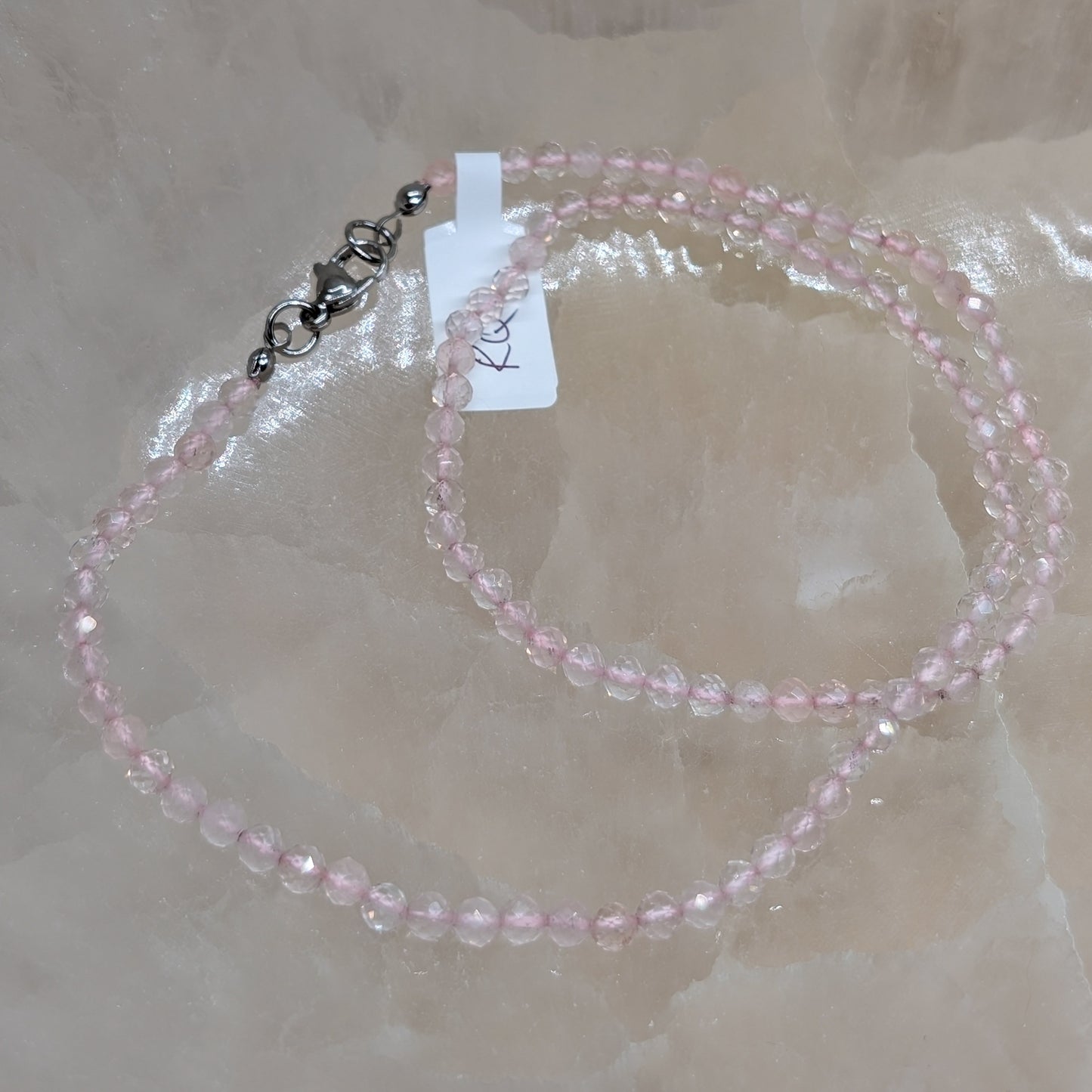 Rosenquarz Halskette facettiert