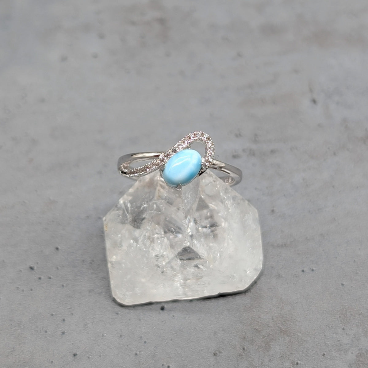 Larimar Ring mit Naturtopas, 925er Silber [Größe 60]