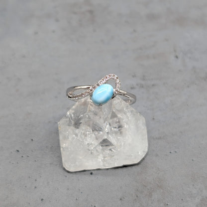 Larimar Ring mit Naturtopas, 925er Silber [Größe 60]