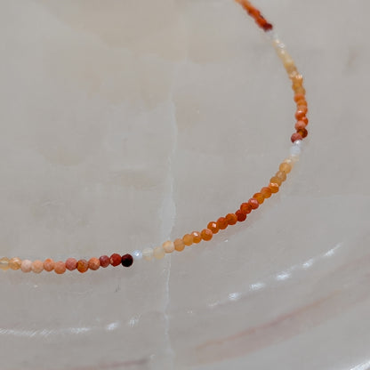 Feueropal Halskette facettiert, 925er Silber