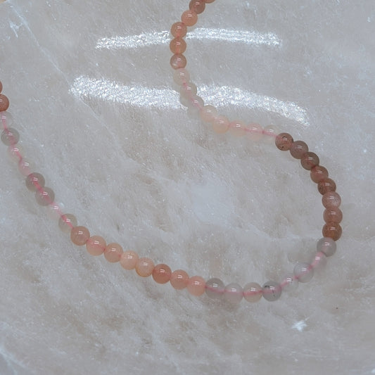 Bunter Mondstein Kette Kugel 4mm