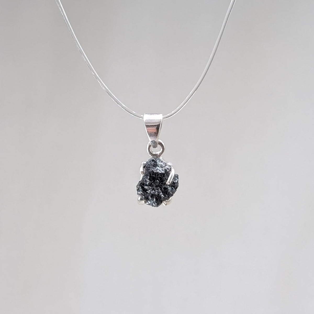 Roher Diamant Kettenanhänger, 925er Silber [A]