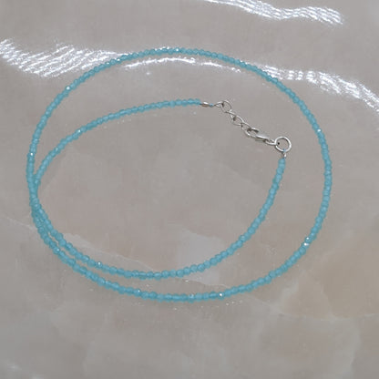 Amazonit Halskette facettiert, 925er Silber