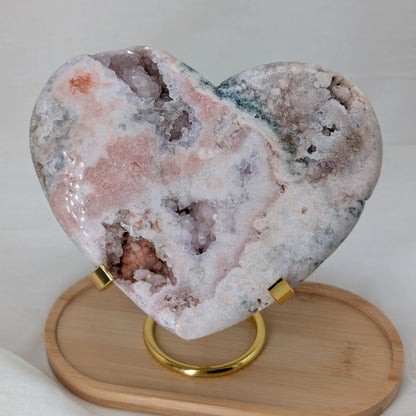 Großes Pink Amethyst Herz auf Ständer [PF]