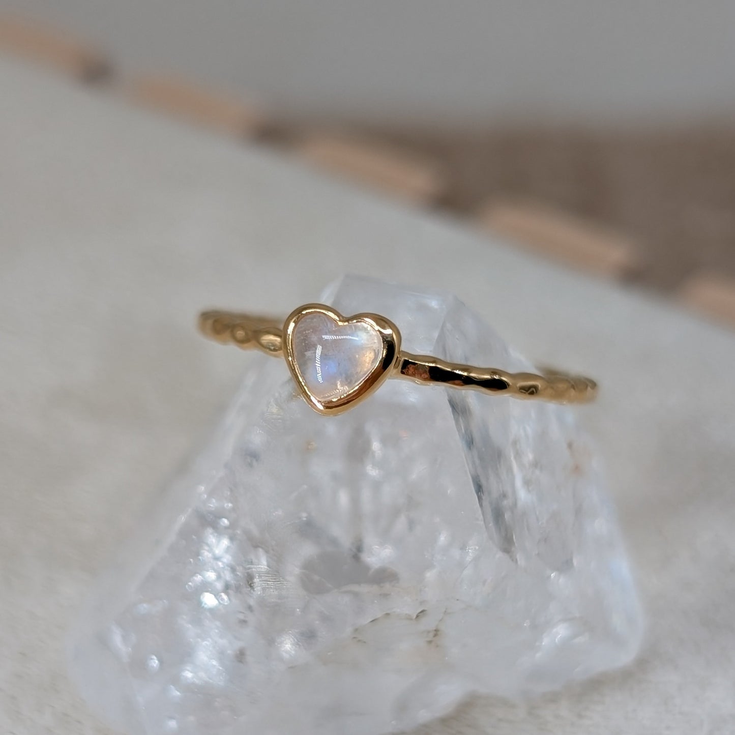 Mondstein Herz Ring 925er Silber vergoldet
